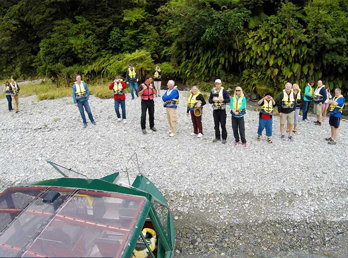 Guests on the Haast River Safari
